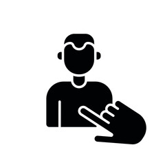 Finger touch glyph icon. Staff search. Vector fill black illustration.