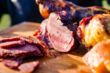 Horse meat and sausage cooked on the prairie