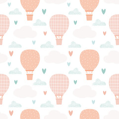 Balloon pattern. Stylized elements. Cute children's print for textiles. Minimalistic design. Scandinavian style. Vector illustration, hand-drawn