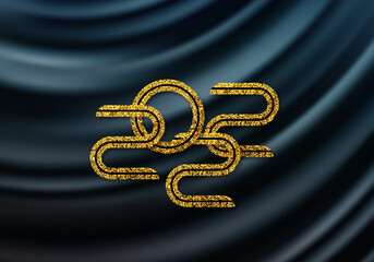 Luxurious dark wavy background with falling snow and numbers 2022. Gold glitters 2022. Winter holiday background.