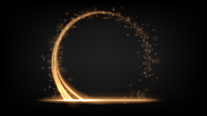 Abstract gold spark circle light. Vector Illustration