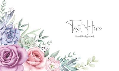 beautiful floral background design with watercolor floral ornament - obrazy, fototapety, plakaty