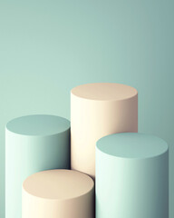 3d podium for mock up for product presentation, abstract pastel color background, 3d rendering
