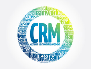 CRM - Customer Relationship Management circle word cloud, business concept background