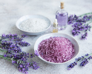 Natural herb cosmetic with lavender flowers