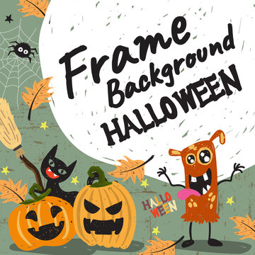 halloween holiday frame background card vector illustration design 02
