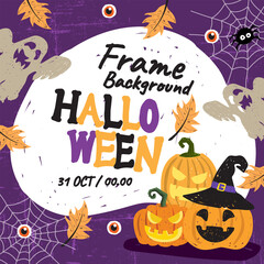  halloween holiday frame background card vector illustration design 07