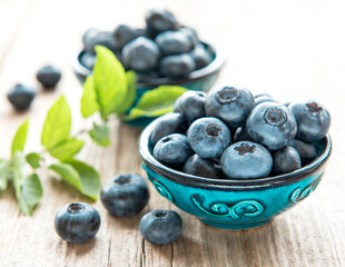 Blueberries on a  wooden background
