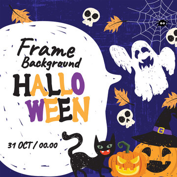  halloween holiday frame background card vector illustration design 08