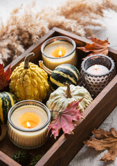 Obraz na płótnie Canvas Autumn composition with assorted pumpkins