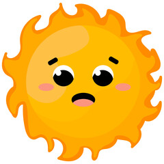 colorful cute sun character with face for children game design or astronomical posters in cartoon style