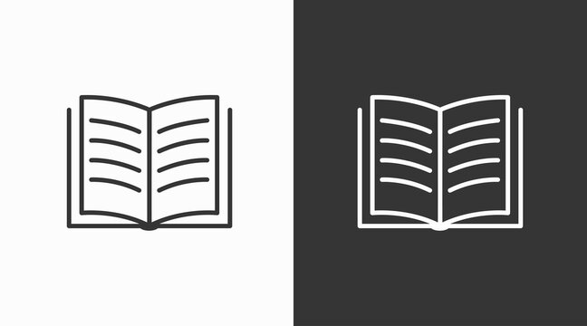 Books Icon Set. Vector isolated black and white book different icons