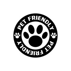 Pet animal friendly sign icon isolated on white background