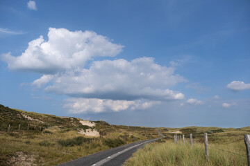 A cycle path along the Dutch coast between Noordwijk and Zandvoort - obrazy, fototapety, plakaty