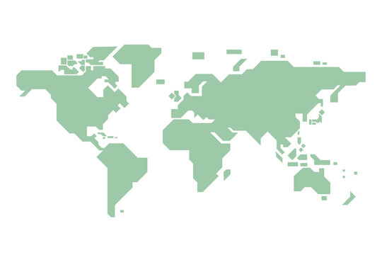 シンプルなデザインの世界地図のベクターイラスト