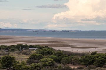 Vue aérienne de la plage des Coussoules à La Franqui