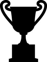 Vector icon of the cup, the winner trophy, isolated on a white background. A simple winner symbol. Black silhouette of the cup.