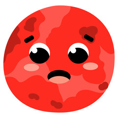 Fototapeta premium Colourful cute mars planet character with kawaii face in cartoon style isolated on white background