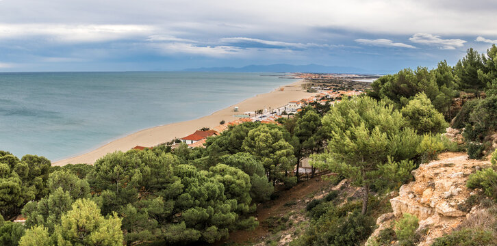 Panorama de Leucate plage depuis la falaise
