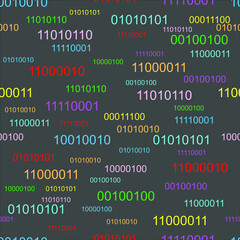 binary code, seamless pattern on black background
