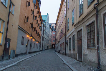 Fototapeta na wymiar Old buildings at Gamla Stan, Stockholm, Sweden.