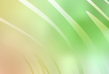 Light Green, Red vector background with curved lines.