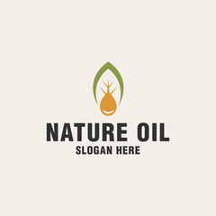 Nature oil logo template on monogram style