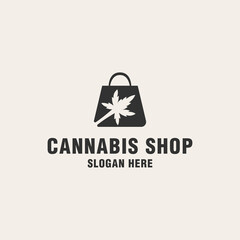 Cannabis shop logo template on monogram style