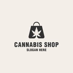 Cannabis shop logo template on monogram style