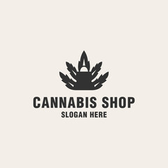 Cannabis shop logo template on monogram style