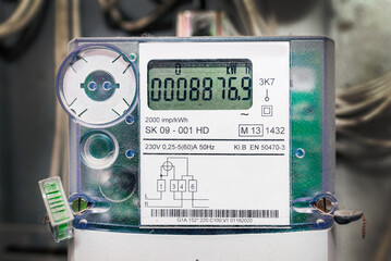 Kilowatt hour single stator power company meter.Watthour meter of electricity for use in home...
