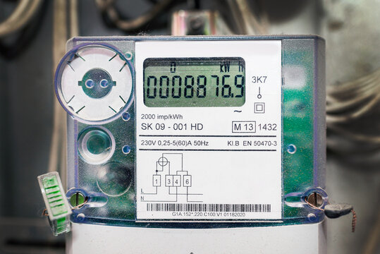 Kilowatt hour single stator power company meter.Watthour meter of electricity for use in home appliance.This is a modern technology that can monitor the home's electrical energy consumption.