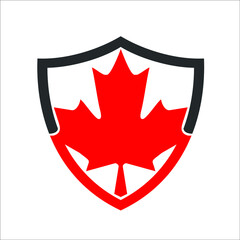 maple leaf in shield