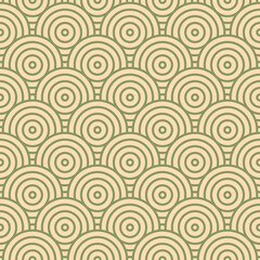 Asian style mandala seamless pattern. Geometric seamless ornaments for fabric, textile, paper background. Japanese motif wavy mandala pattern design. 