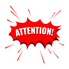 Red attention message bubble isolated on a white background.