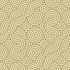 Obraz premium Asian style mandala seamless pattern. Geometric seamless ornaments for fabric, textile, paper background. Japanese motif wavy mandala pattern design. 