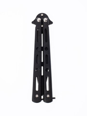 black metal folding toy not sharpened knife on a white background