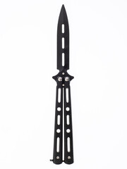black metal folding toy not sharpened knife on a white background