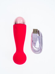 silicone vibrator massager on white background