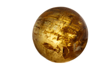 Macro mineral stone Calcite orb on a white background