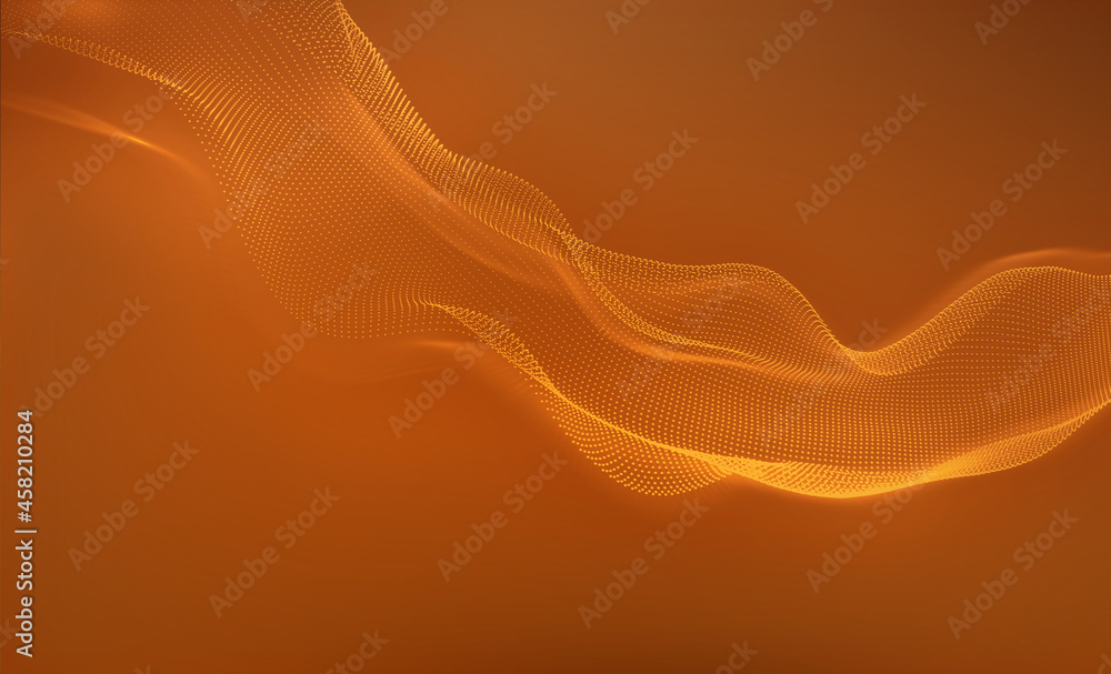 Poster abstract orange waves background. dynamic geometric make for dots.