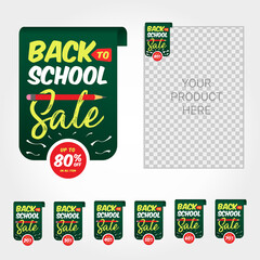 back to school sale label discount promotion template