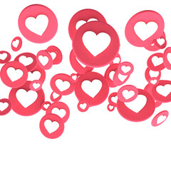 3D Illustration of Group of Floating Hearts Isolated on White Background