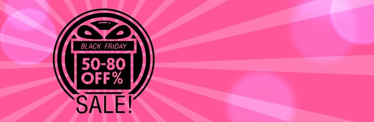 Black friday retro sales banner with sunrays, announcing discount, advertisement items, oldskool banner sunburst background