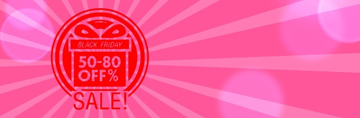 Black friday retro sales banner with sunrays, announcing discount, advertisement items, oldskool banner sunburst background