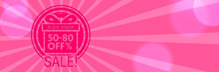 Black friday retro sales banner with sunrays, announcing discount, advertisement items, oldskool banner sunburst background