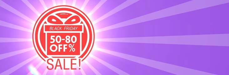 Black friday retro sales banner with sunrays, announcing discount, advertisement items, oldskool banner sunburst background