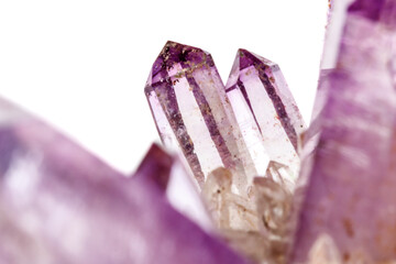 Amethyst Crystal Druse  macro mineral on white background