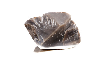 Macro mineral stone Flint in the rock on a white background
