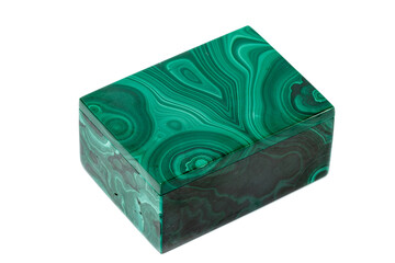 macro.malachite boxes on white background